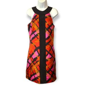 Badgley Mishka Geometric Print Sleeveless Silk Dress